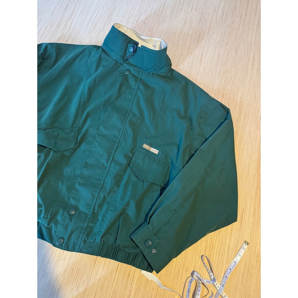 Perry Ellis Mens XL Forest Green Vintage Windbreaker Jacket Full Zip Bomber 44